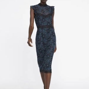 Zara Blue contrasting lace slip dress - Sz medium